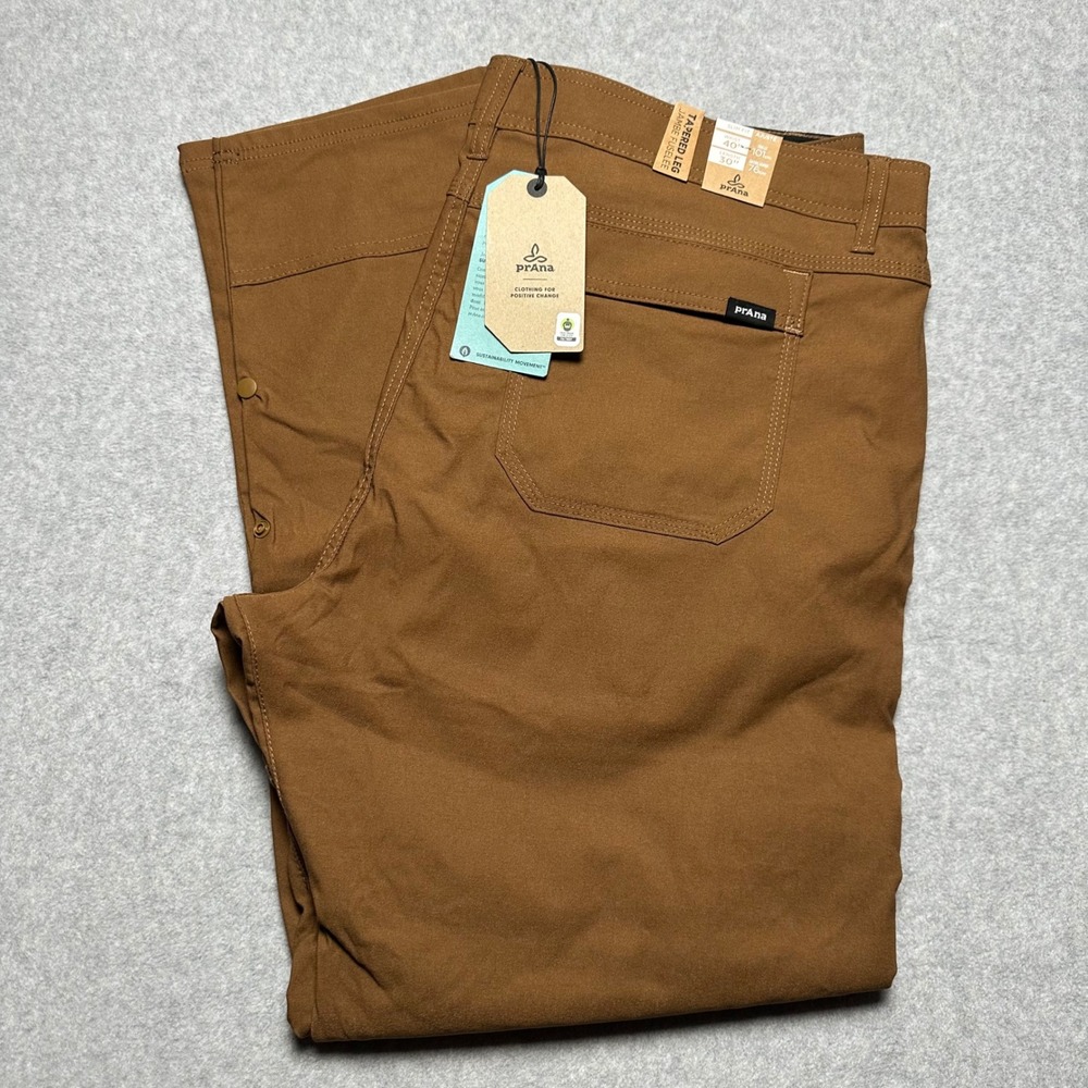 Prana Stretch Zion Slim Pant II Mens 40x30 Sepia Brown Tapered Leg 1969831 NEW